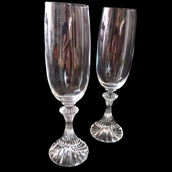 Mikasa The Ritz Champagne Flute Glass Set Of 2 Crystal Christmas Elegant Vintage - Picture 9 of 15